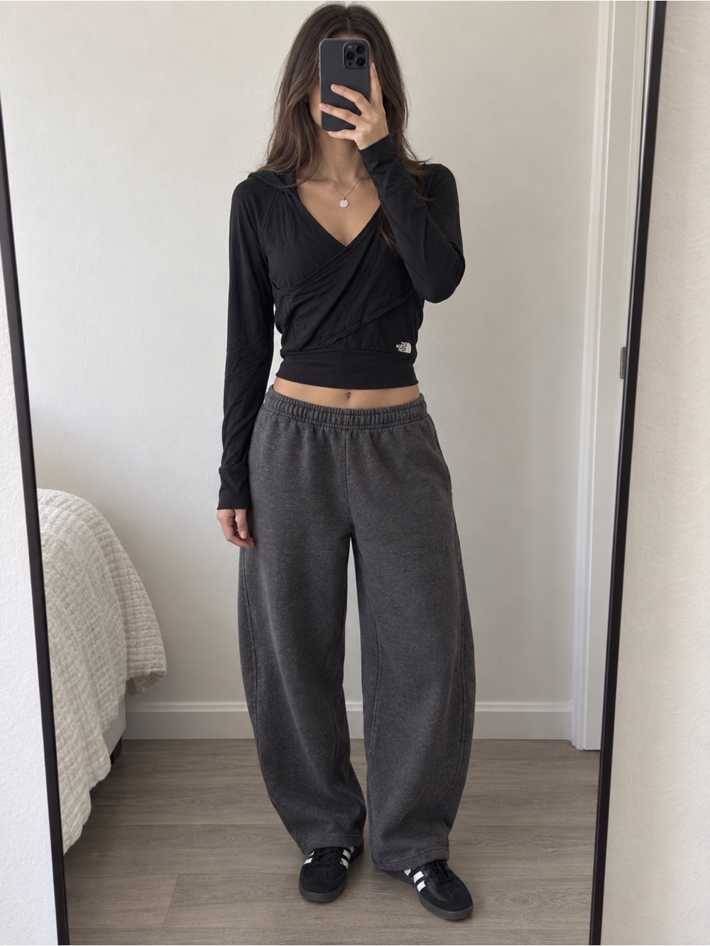 The North Face Black Wrap-Front Long Sleeve Top